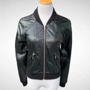 Bnci laser cut black bomber jacket